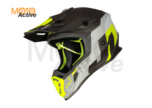 Шлем кроссовый JUST1 J38 Korner, желтый/титановый матовый